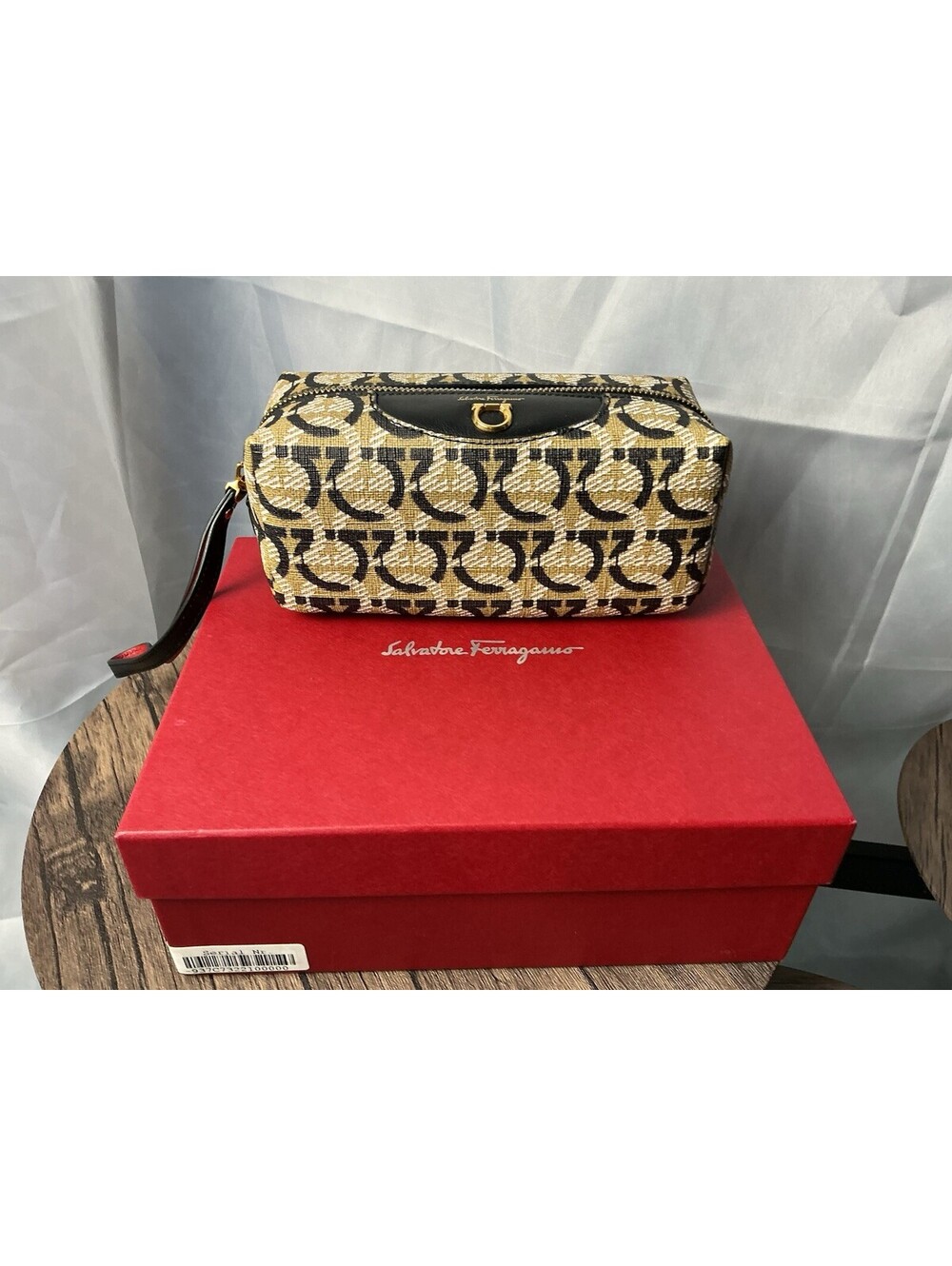 Salvatore Ferragamo Vintage Gancini Canvas Wristlet Pouch